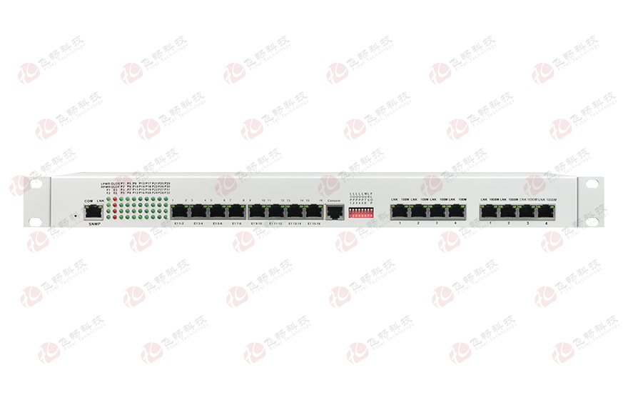飛暢科技-32路電話+16E1+4FE+4GE+2路數(shù)據(jù)+SNMP+console（19英寸，物理隔離）電話光端機(jī)